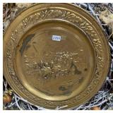 VINTAGE EMBOSSED BRASS WALL PLATE 22"