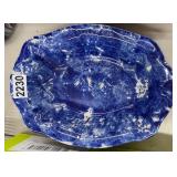 BLUE AND WHITE SPONGEWARE BOWL 7"x10"
