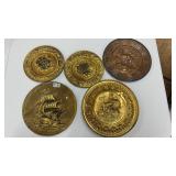 VINTAGE EMBOSSED BRASS WALL PLATES 11"(3), 9"(2)