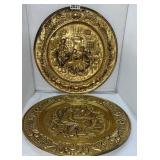 VINTAGE EMBOSSED BRASS WALL PLATE 14" (4)
