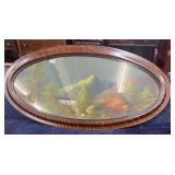 ANTIQUE OVAL PAINTING TIGER-STRIPED WOOD GRAIN