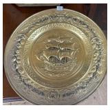 VINTAGE EMBOSSED BRASS WALL PLATE 22.5"