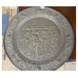 VINTAGE EMBOSSED BRASS WALL PLATE 25"