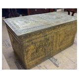 EARLY BRASS EMBOSSED TRUNK 42" X 23" X 23"