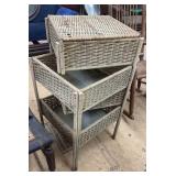 VINTAGE TIERED WICKER STORAGE STAND W/ANGLED