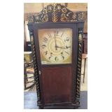 EARLY MANTLE CLOCK W/WEIGHTS,PENDULUM,KEY 37"H