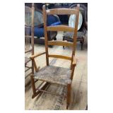 EARLY LADDER BACK ROCKER W/RUSH SEAT