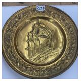 VINTAGE EMBOSSED BRASS WALL PLATES 12" (4)