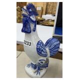 BLUE AND WHITE CERAMIC ROOSTER
