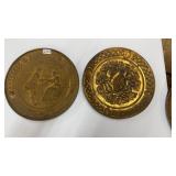 VINTAGE EMBOSSED BRASS WALL PLATES  16"(1) 14" (2)