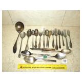Group of Silverplate Flatware also a few serving