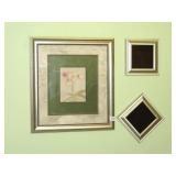 Framed Decorator Print and (2) Small Mirrors -