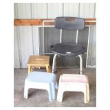 Shower Chair and (3) Step Stools
