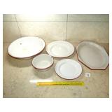 Enamelware Dishes and a Wash Bowl some have