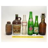 Group of Vintage Soda Bottles and Others
