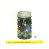 Group of Marbles in Vintage Pint Ball Jar