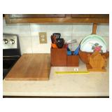 Group of Wooden Kitchen Items including a Plate