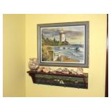 Framed Decorator Print.  Shelf and Shells - Print