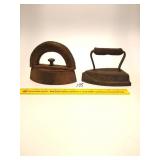 (2) Antique Sad Irons - one with Removeable