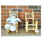 (2) Twisted Branch Doll Rocking Chairs with
