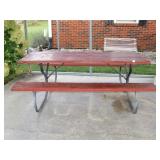Picnic Table with Wooden Top and Seats measures