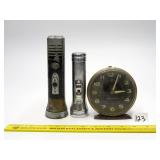 (2) Vintage Flashlights and a Wesclox Alarm Clock