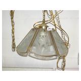 Glass and Brass Chandelier - Located in Basement