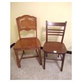 (2) Vintage Wooden Chairs - one has some damage