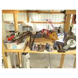 Group of Tools including Trowels, Miter box and