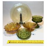 Group lot of vintage glassware including a yellow