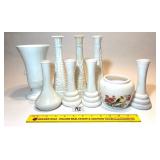 Assortment of Milk Glass Vases