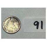 1840 Half Dime, O mint mark; has a hole through