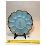 Vintage Delphite Blue Egg Plate w/ gold trim;