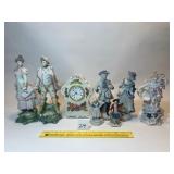Clock, porcelain possibly & group lot of