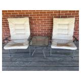 Pair of Patio chairs w/ glass top table; chairs