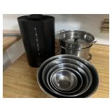 Humidifier, Set of stainless steel bowls, & a