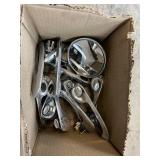 Box lot of vintage Corvette door handles & a side