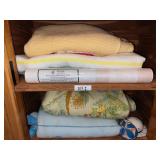(2) Shelf Clean Outs; vintage blankets, roll of
