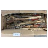 Box of tobacco spears & knives