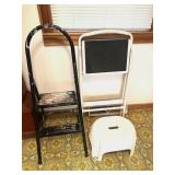 Couple of metal folding step stools & a plastic