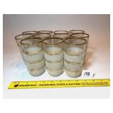Set of Vintage Frosted Drinking Glasses w/ Gold