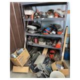 Shelving Unit with Contents; majority are