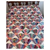 Vintage Fan quilt top; hand-stitched; has a