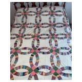 Double Wedding Ring hand-stitched quilt top; does