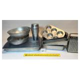 Assortment of bakeware items including muffin