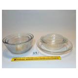 Anchor Ovenware mixing bowls; Pyrex Casserole