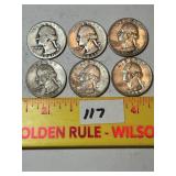 (6) Silver Quarters: 1940, 1941, 1957, 1962,
