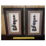 Matching Pair of Framed Elephant Totems