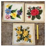 (3) Framed Vintage Latchhooks