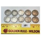 Group lot of (10) Liberty V Nickels